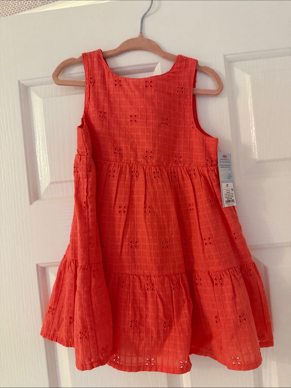 Cat & Jack Coral Eyelet Tiered Sundress